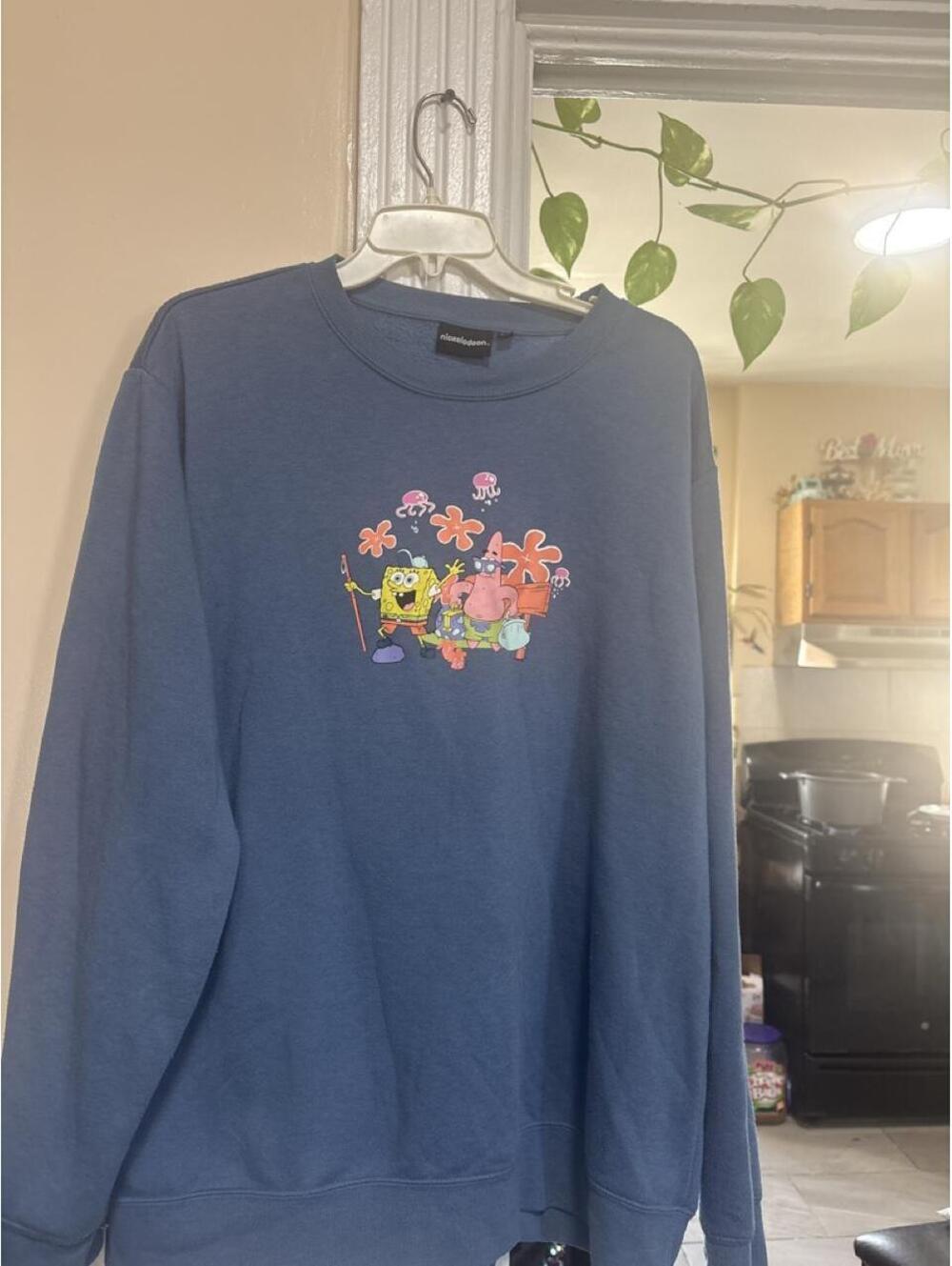 SpongeBob SquarePants Men's Blue and Navy Sweatshirt